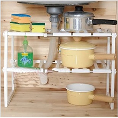 厨房货架置物伸缩可调节架角架储物架锅架塑料厨房用品水盆下收纳