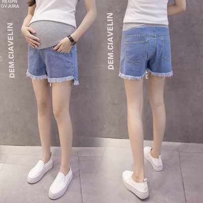 韩国夏季孕妇牛仔短裤宽松大码白色黑色加肥加大200斤托腹打底裤