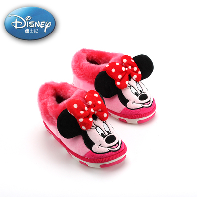 迪士尼儿童棉鞋创意居家保暖男女童拖鞋冬季防滑宝宝米妮米奇棉鞋