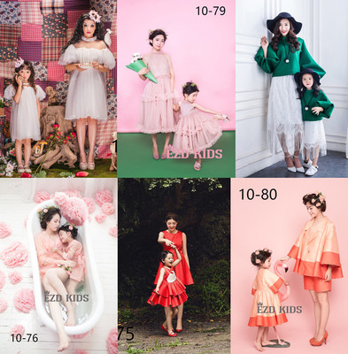 新款儿童韩式摄影亲子装纱裙 影楼时尚辣妈艺术照母女装写真服饰