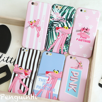 韩国PINK粉红豹iPhone6s卡通全包边软壳手机壳苹果6Plus保护套