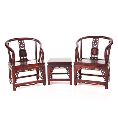 红木雕工艺品仿古明清中式摆件 家具装饰品模型椅子桌子道具3件套