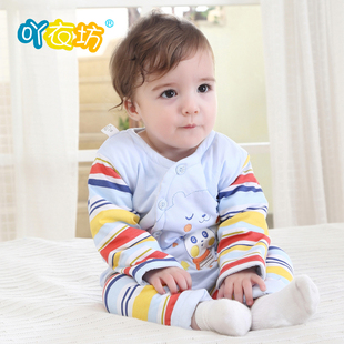 婴儿保暖衣套装0-3-6个月纯棉秋冬内衣加厚加绒三件套新生儿衣服
