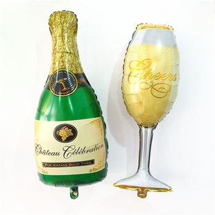 香槟酒杯酒瓶铝膜气球装饰球生日派对婚礼婚庆装饰活动酒吧自封口