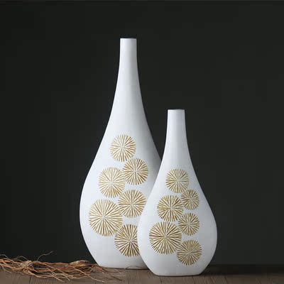 雅智树脂高档白色太阳花装饰花瓶欧式简约工艺品送礼创意家居摆件