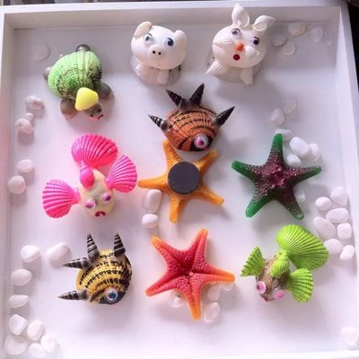 地中海装饰珊瑚贝壳海螺海星吸铁石冰箱贴创意家居可爱精工制作