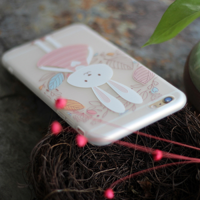 美觉 可爱兔女孩 苹果6s 6 6s plus 7 7plus手机保护壳浮雕硅胶壳