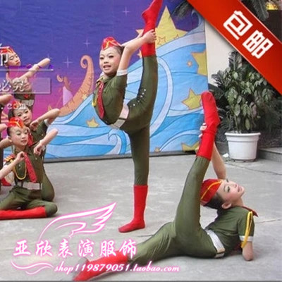 六一新款舞蹈儿童军装迷彩服女童兵娃娃表演服中小学幼儿演出服装
