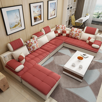 布艺沙发组合 多功能现代简约大小户型客厅U型转角可拆洗正品包邮