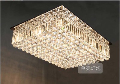 现代简约水晶灯长方形客厅灯卧室灯双色升级版LED吸顶灯具不锈钢