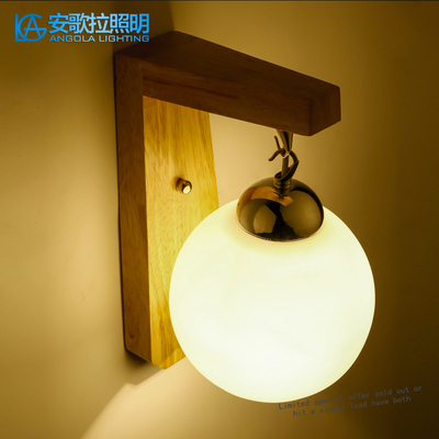现代卧室壁灯床头灯实木现代中式过道走廊玄关创意个性木质壁灯饰