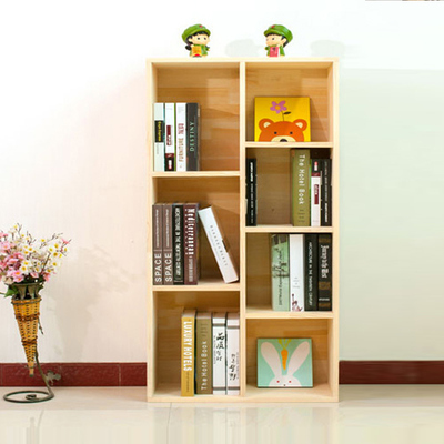 定做实木学生书柜架自由组合收纳格子柜松木简易书柜置物柜小柜子