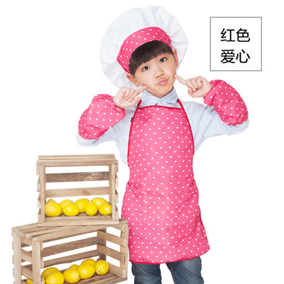 儿童围裙小孩子演出服 可爱围裙宝宝围裙吃饭幼儿围裙兜帽子袖套
