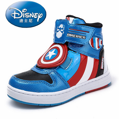 迪士尼春秋新款儿童运动鞋 美国队长休闲卡通轻便男童防滑跑步鞋