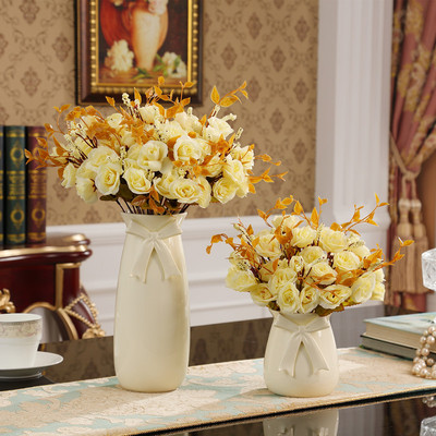欧式花瓶送花 奢华陶瓷 装饰品大号 落地客厅电视柜摆件结婚礼物