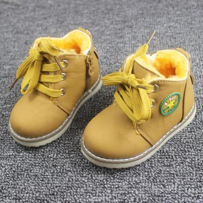 秋冬季新款韩版儿童皮鞋短靴子棉靴男童鞋保暖鞋宝宝鞋女童马丁靴