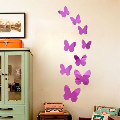 高档亮镜面3D立体水晶蝴蝶装饰卧室客厅背景墙贴 空调衣柜冰箱贴