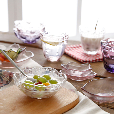 创意料理小碟子日式樱花味碟玻璃碟子小吃冰淇淋碟酱料碟醋碟筷架