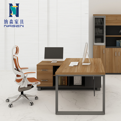 1.8-2.0米现代简约老板办公桌新款板式钢木单人主管经理桌带侧桌Y
