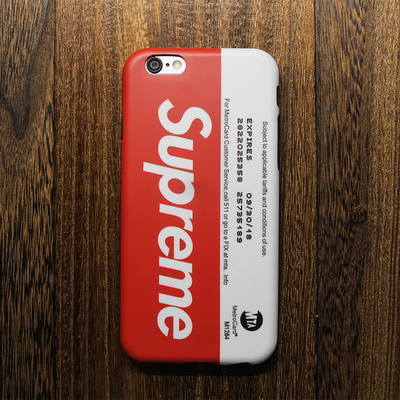 潮牌supreme纽约地铁卡苹果6s手机壳欧美iphone7plus磨砂全包软壳