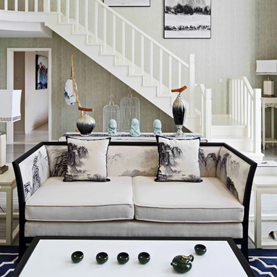 样板房家具新中式沙发组合别墅现代中式客厅接待沙发欧式实木沙发
