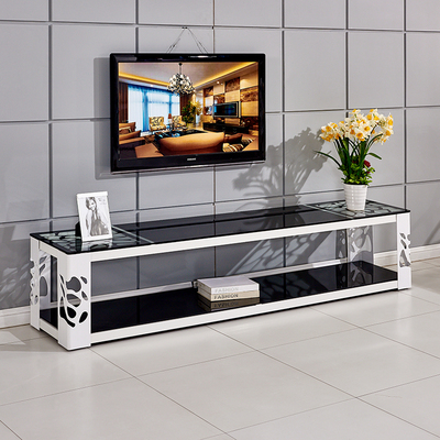现代简约时尚电视柜黑色铁艺钢化玻璃客厅欧式创意风格个性特价包