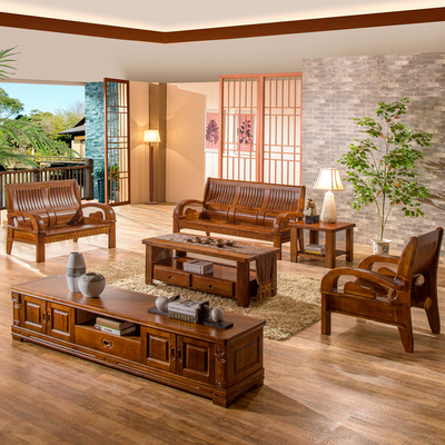 特价木质沙发组合现代中式客厅实木沙发三人位办公香樟木沙发包邮